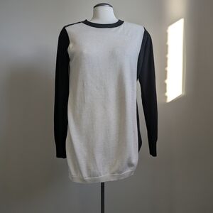 Bylyse Black White Sweater Cape Large Camel Cotton Work Wear Minimalist Cozy